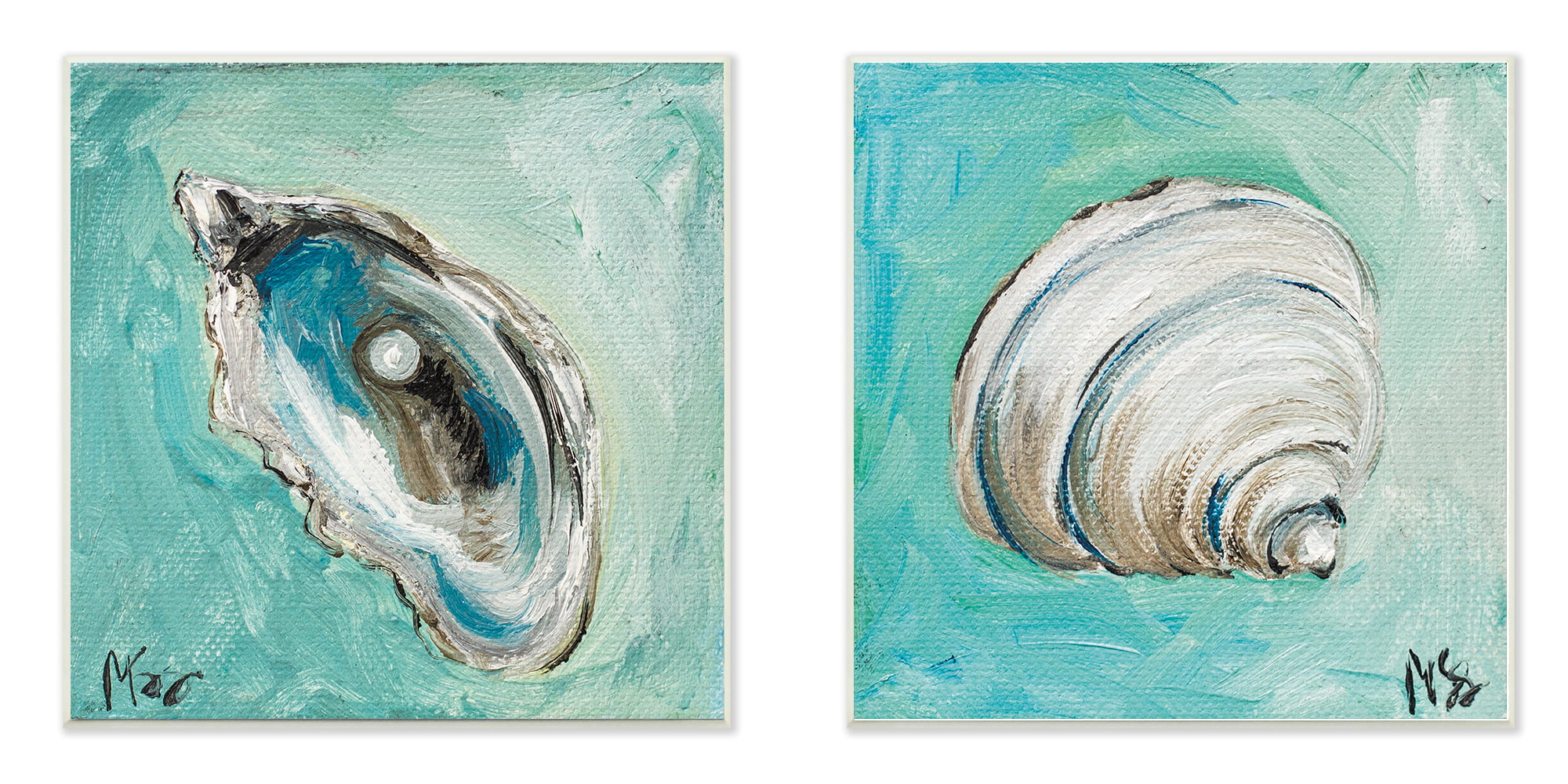 The Stupell Home Decor Collection Mollusk Illustrations 2pc Wall Plaque Art Set, 12 x 0.5 x 12 -New